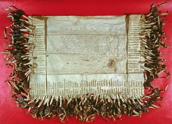Middeleeuwse protestbrief van de Boheemse adel tegen de behandeling van Johannes Hus door het Concilie van Konstanz (c.1369-1415), 1415-16