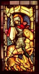Glas-in-loodraam met St. Joris en de Draak uit Keulen, ca. 1300