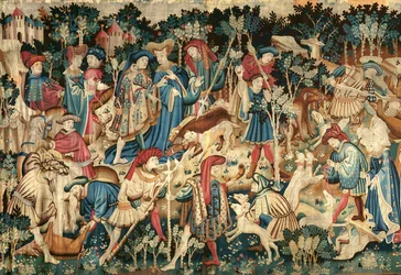 De Devonshire jachttapijten, zwijnen- en berenjacht, waarschijnlijk Arras, 1425-50