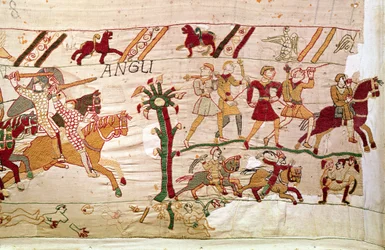 De Engelsen vluchten na de dood van koning Harold, Tapijt van Bayeux