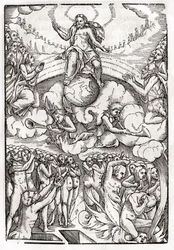 Het Laatste Oordeel, gebaseerd op een houtsnede door Hans Holbein de Jongere, uit 