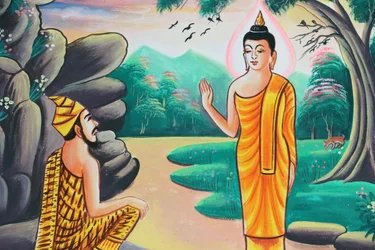 20151103, Kasi, Laos: Schilderij dat het levensverhaal van Shakyamuni Boeddha uitbeeldt
