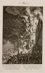 Een brand in een suikerraffinaderij, Amsterdam, Nederland, 29 december 1669