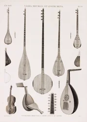 Een serie illustraties van muziekinstrumenten
