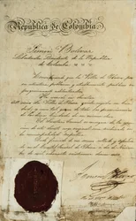 Acte van verheffing van het dorp San Miguel de Ibarra door Simon Bolivar