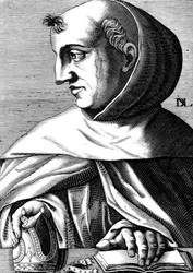 Albertus Magnus (1193/1206-1280) Duitse dominicaanse monnik, wetenschapper, filosoof en theoloog, gravure