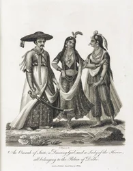 Een Omrah van de staat; een danseres; en een dame van de harem, India