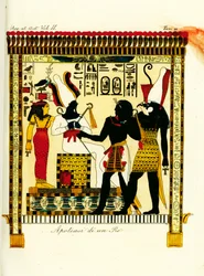 Apotheose van een Farao: Koning Seti I ontmoet de goden Osiris en Horus ontdekt in Thebe door Giovanni Battista Belzoni