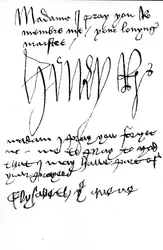 Handtekeningen en inscripties van koning Hendrik VII en koningin Elizabeth van York