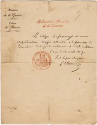 Autografe brief van de afgevaardigde voor de oorlog Gustave Paul Cluseret tijdens de Parijse Commune. Dim. 10,7x6,8 cm 1871