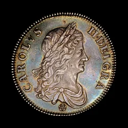 Britse munt met afbeelding van koning Karel II