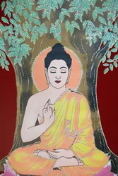 Boeddha geeft een zegen, Thangka, Kathmandu, Nepal