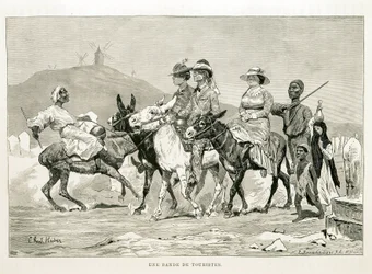 Cartoon van westerse toeristen in Egypte - Illustratie uit de Atlas van Egypte