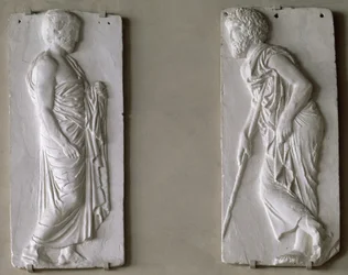 Gipsafgietsel van figuren van een fries op het Parthenon