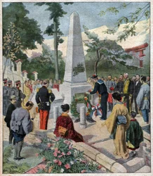 Ceremonie voor de doden, Japan. Herdenking in Japan.
