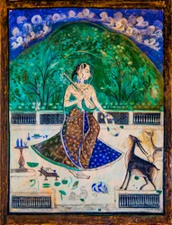 Chittra Shala binnenplaats met virtuoze fijne schilderijen, Taragarh Fort, Bundi, Rajasthan, India, Azië