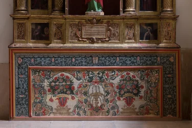 Kerk. Interieur. Noordelijke zijbeuk. Altaar (San Jose). Antependium. Olie op hout. 18e eeuw.