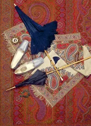 Kostuumaccessoires 1845-70, inclusief schoenen van Slade uit Cheltenham en sieraden