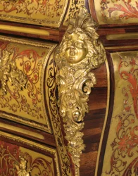 Detail van een Regence Boulle marqueterie commode en tombeau, 18e - 19e eeuw