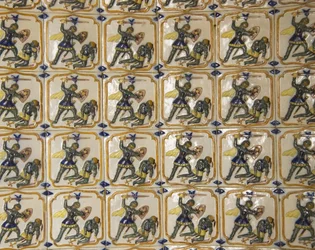 Detail van een betegelde muur