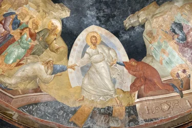 Detail (Anastasis fresco, kerk van de St. Verlosser in Chora, Parekklesion)