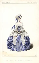Engelse actrice Madame Paul Ernest als de Markiezin in Gentil Bernard, ou L