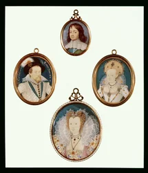 Vier miniaturen: Karel II als jongen door D. Desgranges