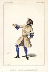 Francois Regnier als Arnould in La Famille Poisson, door Joseph Isidore Samson, Theatre Francais