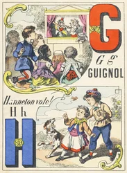 G H: Guignol, Hanneton vole! - Spellenalfabet, ca. 1890