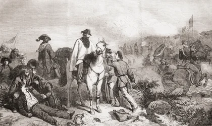 Garibaldi in Italië tijdens het Beleg van Rome in 1849