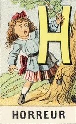 H - Horror - Gravure uit ABCD des petites filles, Pellerin & Cie, Epinal, circa 1890