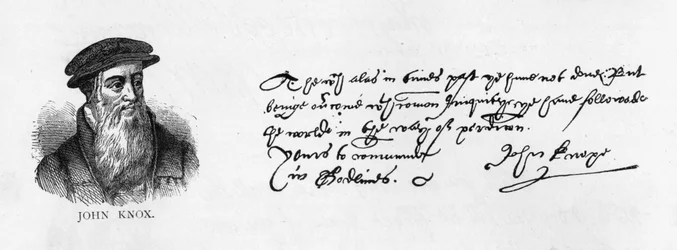Handschrift en handtekening van John Knox uit een brief geschreven vanuit Dieppe aan William Cecil om toestemming te vragen om Engeland te bezoeken