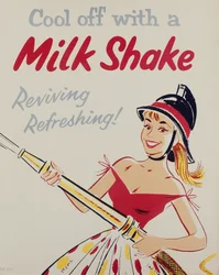 Gezondheidseducatie: Afkoelen met een milkshake, poster