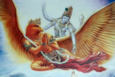 Hindoeïstische tempel en heiligdom van Batu Caves, Hindoeïstische god Vishnu, Kuala Lumpur, Maleisië (foto)