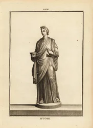 Hygieia, Griekse en Romeinse godin van gezondheid en reinheid, dochter van de geneeskundige god Asclepius