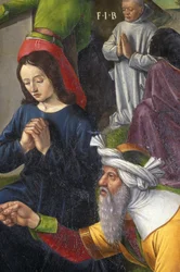 Indre & Loire N* 176 - Kasteel van Loches - Detail van het altaarstuk van de kruisiging - School van Jean Fouquet - 1485