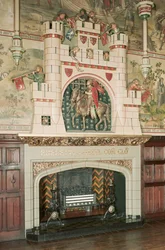 Interieur, detail van een open haard, Cardiff Castle, Wales, ca. 1875
