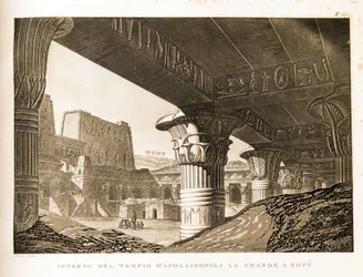 Intern Uitzicht van de Tempel van Apollinopolis in Edfu, Egypte Illustratie uit de Atlas van Egypte