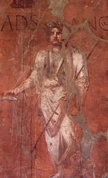 Italië: Archeologische site van Pompeii aan de voet van de Vesuvius: Muurfresco