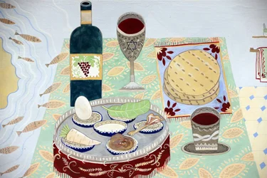 Joods Museum van Zwitserland, Basel, Een tafel gedekt voor een Pesach Seder (foto)