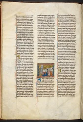 Jozef van Arimathea predikt aan zijn volgelingen uit Estoire del Saint Graal, ca. 1315-1325