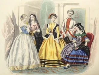 Damesmode in Parijs, ca. 1860