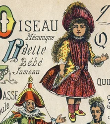 Letter O. Gravure in "ABC Toys". Epinal imaging in chromolithografie, circa 1890.