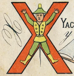 Letter X. Gravure in "ABC Toys". Epinal imaging in chromolithografie, circa 1890.