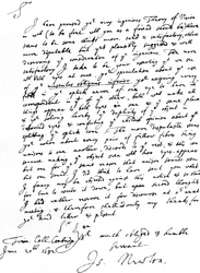 Brief van Sir Isaac Newton aan William Briggs, M.D., geschreven vanuit Trinity College, Cambridge, 20 juni