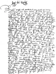 Brief ondertekend door Lady Jane Grey, aan William Parr, Markies van Northampton, waarin zij haar toetreding als koningin aankondigt en zijn trouw en hulp vraagt tegen Lady Mary, 