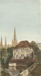 Lichfield - Registrars Huis in The Close: aquarel, nd [?19e eeuw]