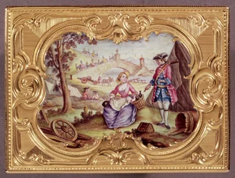 Louis XV emaille en gouden snuifdoos, door J.F.Garaud