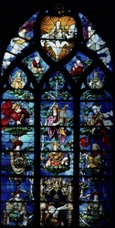 Madonna en Kind met engelen en portretten die de patronage van een lokale bisschoppelijke patroon weerspiegelen, ca. 13e eeuw
