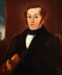 Man met hond en vlinderdas 1825